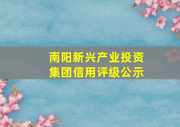 南阳新兴产业投资集团信用评级公示