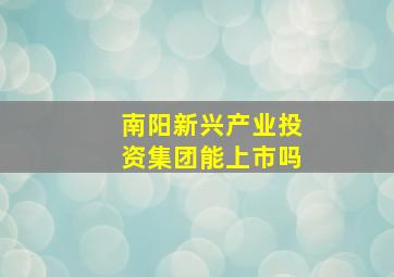 南阳新兴产业投资集团能上市吗