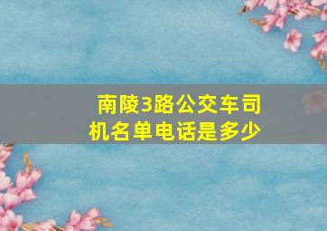 南陵3路公交车司机名单电话是多少