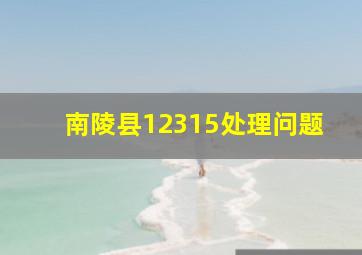 南陵县12315处理问题