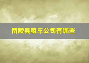 南陵县租车公司有哪些