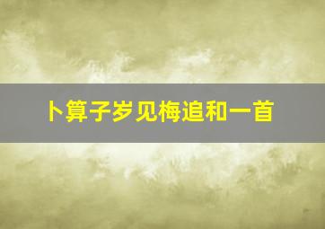 卜算子岁见梅追和一首