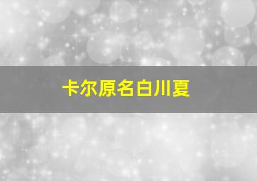 卡尔原名白川夏