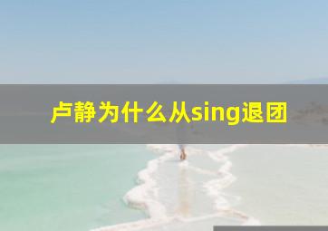 卢静为什么从sing退团