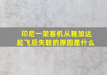 印尼一架客机从雅加达起飞后失联的原因是什么