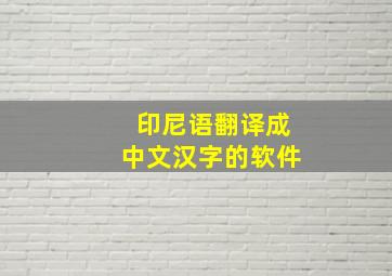 印尼语翻译成中文汉字的软件