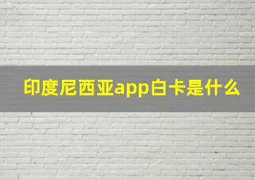 印度尼西亚app白卡是什么