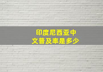 印度尼西亚中文普及率是多少