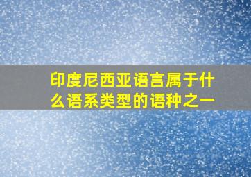 印度尼西亚语言属于什么语系类型的语种之一