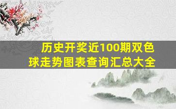 历史开奖近100期双色球走势图表查询汇总大全