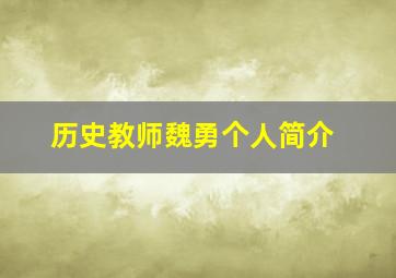 历史教师魏勇个人简介