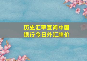 历史汇率查询中国银行今日外汇牌价