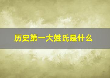 历史第一大姓氏是什么