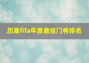 历届fifa年度最佳门将排名