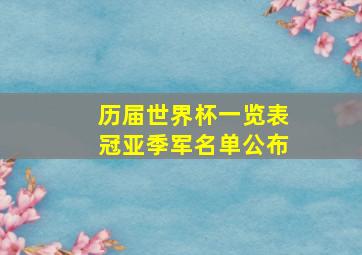 历届世界杯一览表冠亚季军名单公布