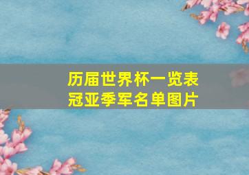 历届世界杯一览表冠亚季军名单图片