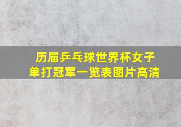 历届乒乓球世界杯女子单打冠军一览表图片高清