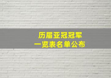 历届亚冠冠军一览表名单公布