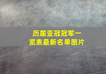 历届亚冠冠军一览表最新名单图片