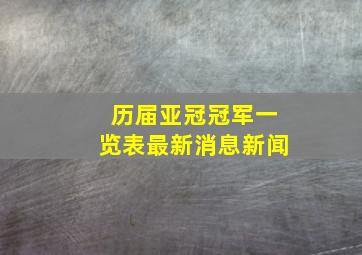 历届亚冠冠军一览表最新消息新闻