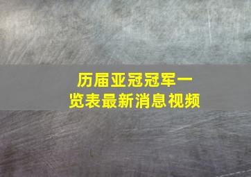 历届亚冠冠军一览表最新消息视频