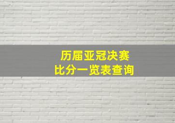 历届亚冠决赛比分一览表查询