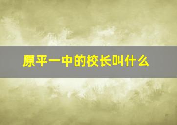 原平一中的校长叫什么