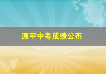 原平中考成绩公布