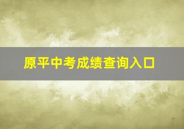 原平中考成绩查询入口