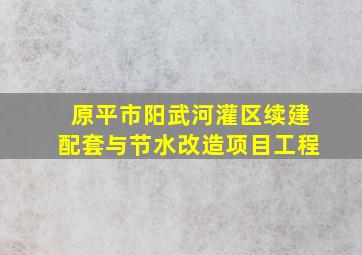 原平市阳武河灌区续建配套与节水改造项目工程