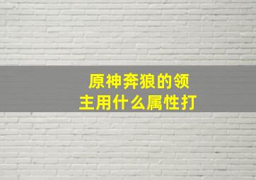 原神奔狼的领主用什么属性打