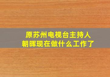 原苏州电视台主持人朝晖现在做什么工作了