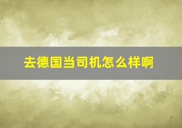 去德国当司机怎么样啊