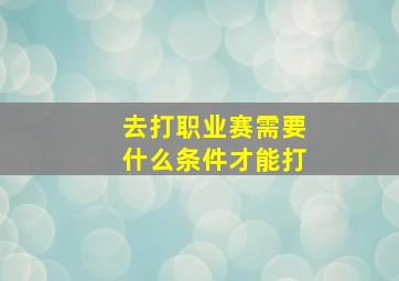 去打职业赛需要什么条件才能打