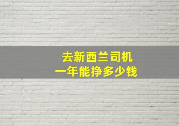 去新西兰司机一年能挣多少钱