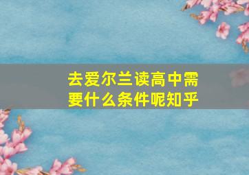 去爱尔兰读高中需要什么条件呢知乎