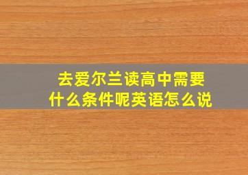 去爱尔兰读高中需要什么条件呢英语怎么说