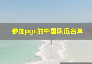 参加pgc的中国队伍名单