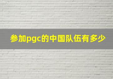 参加pgc的中国队伍有多少