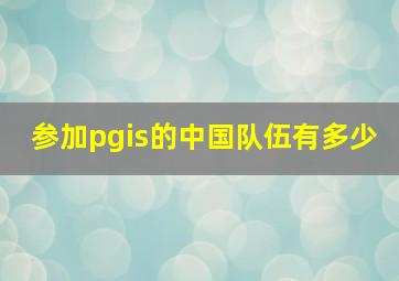 参加pgis的中国队伍有多少