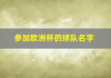 参加欧洲杯的球队名字