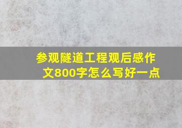 参观隧道工程观后感作文800字怎么写好一点