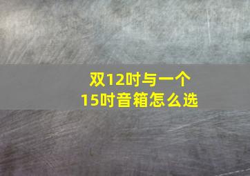 双12吋与一个15吋音箱怎么选