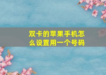 双卡的苹果手机怎么设置用一个号码