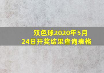 双色球2020年5月24日开奖结果查询表格