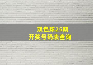 双色球25期开奖号码表查询