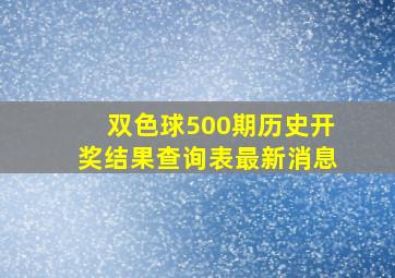 双色球500期历史开奖结果查询表最新消息