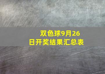 双色球9月26日开奖结果汇总表