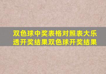 双色球中奖表格对照表大乐透开奖结果双色球开奖结果