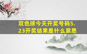 双色球今天开奖号码5.23开奖结果是什么意思